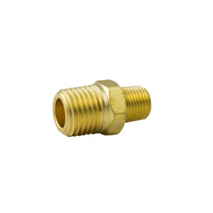 Brass Pipe - Fittings Hex Nipple Male Pipe Thread (MPT) - 1/2 x 3/8 Inch Pipe