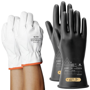Electrical Insulated and Leather Protector Glove Set - Size 8