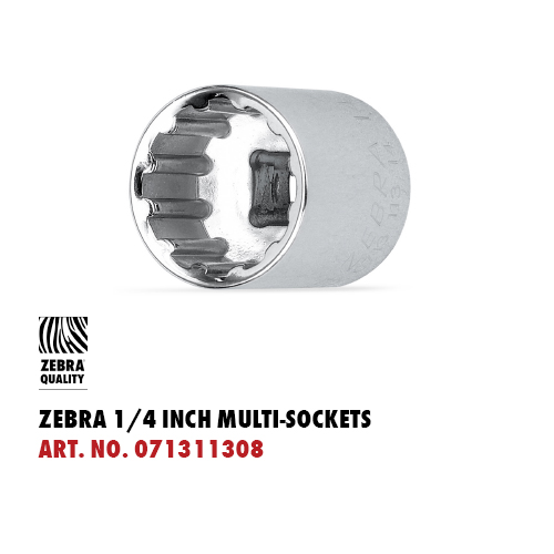 Zebra 1/4 Inch Multi-Sockets Article Number 071311308