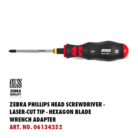 Zebra Phillips Head Screwdriver Laser Cut Tip Heaxagon Blade Wrench Adapter Article Number 06134252