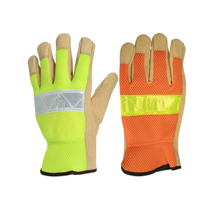 NSI Hi-Vis Grain Pigskin Leather Drivers Gloves, Lime, 2XLarge