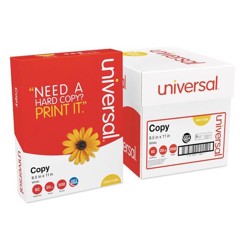 Copy Paper Convenience Carton, 92 Bright, 20 lb Bond Weight, 8.5 x 11, White, 500 Sheets/Ream, 5 Reams/Carton