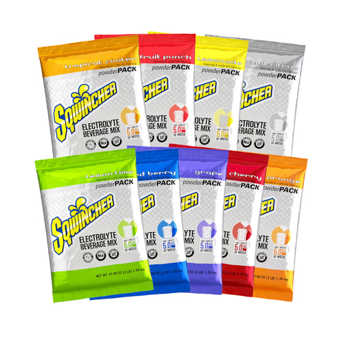 Sqwincher® Assorted 2.5 gal. Powder Pack Drink Mixes, 32/Case