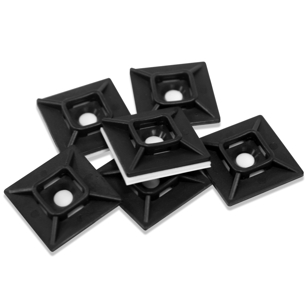 SelfAdhesive Cable Tie Mounting Pads Black (1" x 1") Tie Straps Electrical Wurth USA