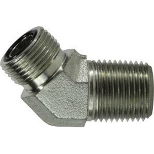 9/16-18X1/4 (3/8 OD) O Ring Face Seal to Pipe Elbow 45