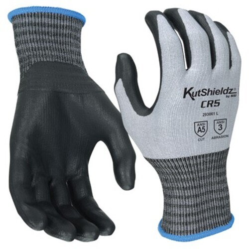 NSI KutShieldz® CR5 Touchscreen Polyurethane Palm Coated HPPE Level A5Cut Resistant Gloves - Grey - Xsmall