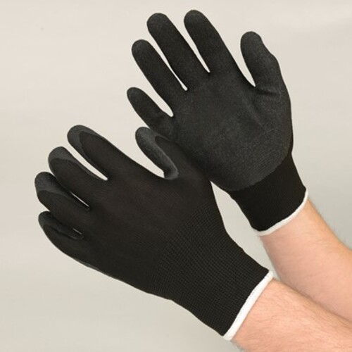 NSI Economical Rubber Palm Coated Polyester Work Gloves - Black - Large