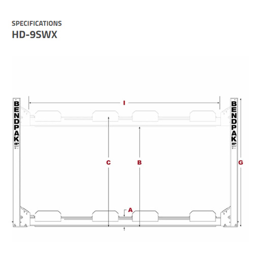 Hd-9SW / 9,000lb Capacity 4 Post Dual Platfrom Lift - Wide Base -Extended Length