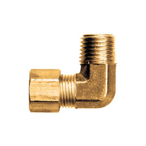 Brass Compression - Poly Tubing 90-Degree Elbow - Tube to Male Pipe - 1/4 In Tube x 1/4 In Male Pipe Thread (MPT)