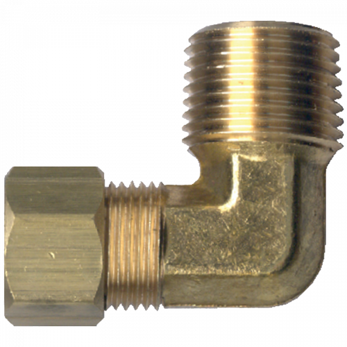 Brass Compression - Poly Tubing 90-Degree Elbow - Tube to Male Pipe - 1/4 In Tube x 1/4 In Male Pipe Thread (MPT)