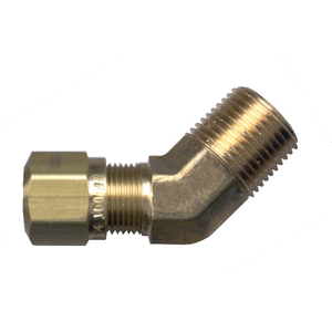 Brass DOT Air Brake - Fittings For SAE J844D - 45-Degree Elbow Nylon Tubing - 3/8 In Tube To 3/8 In Male Pipe Thread (MPT)