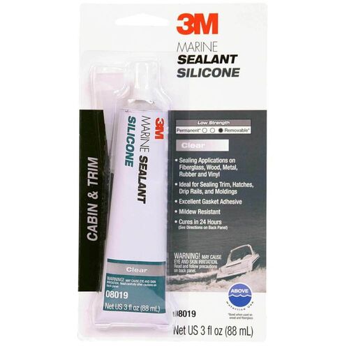 3M™ Marine Grade Silicone Sealant, Clear, 3 oz Tube