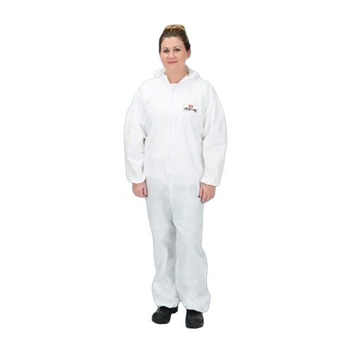 NSI ActivGARD® LX Polyethylene-Coated Polypropylene Standard DisposableCoveralls with Hood, Elastic Wrists & Ankles, Large