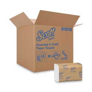Essential C-Fold Towels, Absorbency Pockets, 1-Ply, 10.13 x 13.15, White, 200/Pack, 12 Packs/Carton