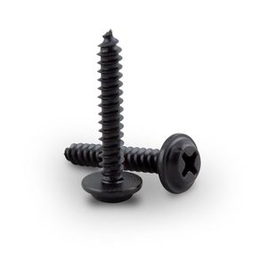 Phillips Flat Top Washer Head Self-Tapping Screws Black 8X1-1/2
