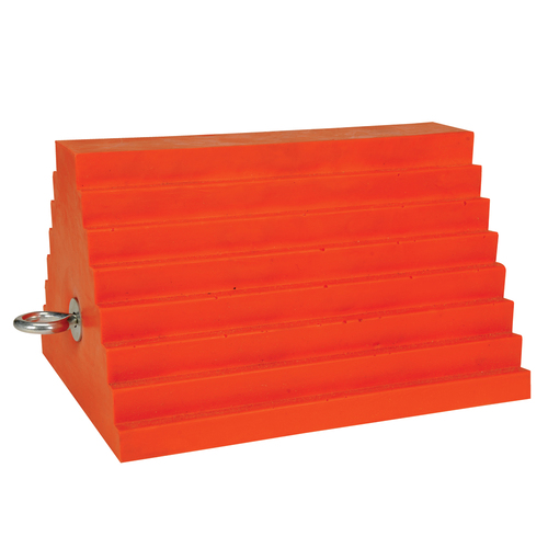 Northern Safety Reinforced Pyramid Wheel Chock with Eyebolt Orange