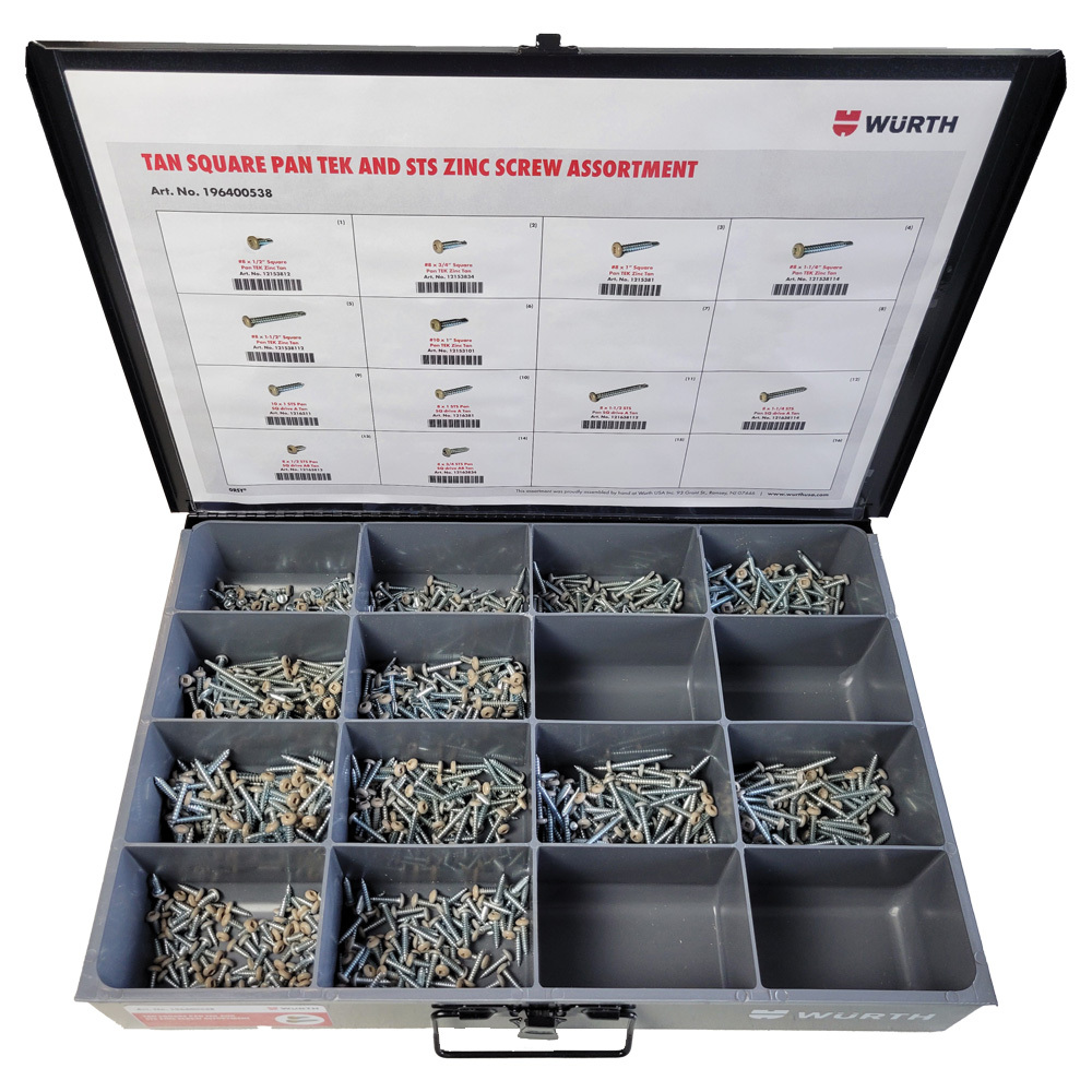 Tan Square Pan TEK and Self Tapping Zinc Screw Assortment