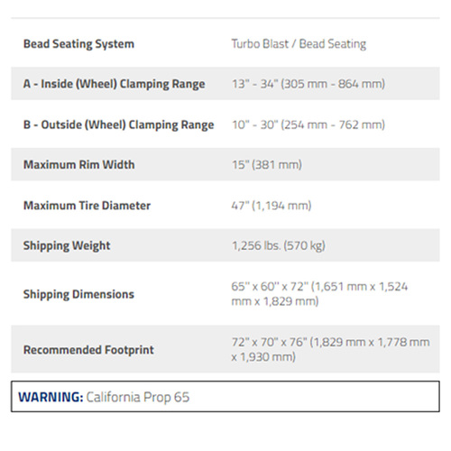 R80EX / Tilt Back Tire Machine / Dual Tower Assist / 34