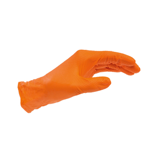 Nitrile Gloves - Heavy Weight - Orange - Textured (100/Box) - Large