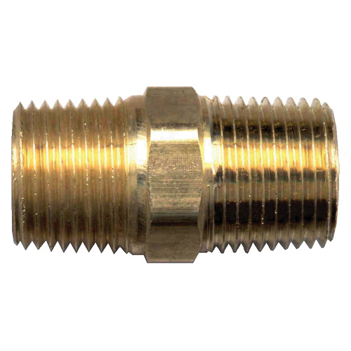 Brass Pipe - Fittings Hex Nipple Male Pipe Thread (MPT) - 3/8 Inch Pipe