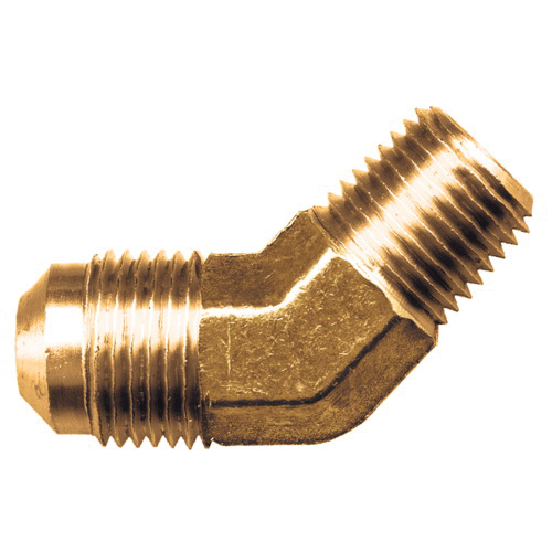 Brass SAE 45-Degree Flare 45-Degree Elbow - Tube to Male Pipe - 1/4 Inch Tube x 1/8 Inch Male Pipe Thread (MPT)