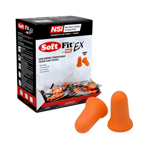 NSI Soft Fit® EX 33 NRR Uncorded Disposable Ear Plugs, 200 Pair/Box