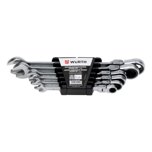 ZEBRA  POWERDRIV® (12-Point) Ratchet Combination Wrench Assortment - Flexible Joint  (6 Pieces: 8, 10, 12, 13, 17, 19mm)