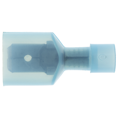 Blue Male Spade Connector Fully-Insulated 1/4