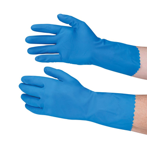 NSI 13 mil Unlined 12" Blue Rubber Latex Gloves 12 Pair - Blue - Xlarge