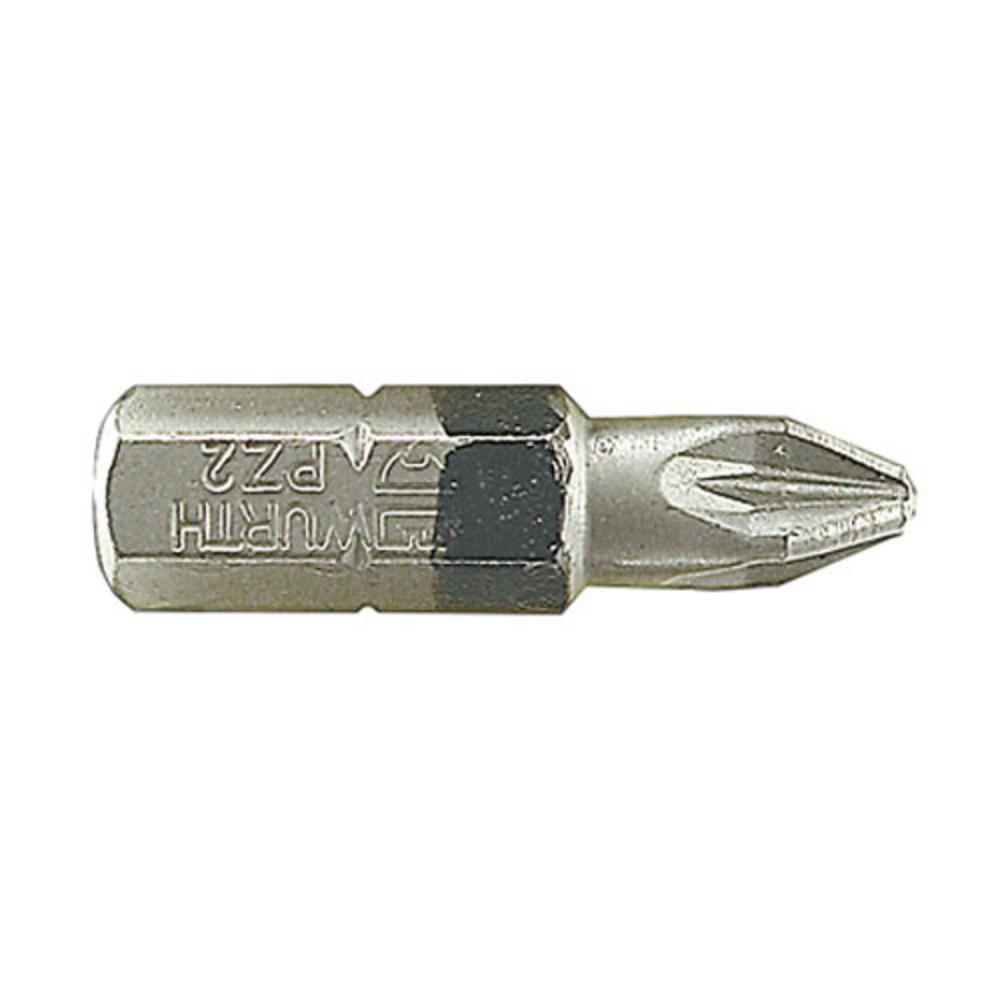 Pozidriv Bit Hex 1/4 Inch , Tip #2, Length 1 Inch 