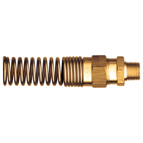 Brass DOT Air Brake Coupler Springguard Assembly - 3/8 Inch Hose Inner Diameter (HID) x 3/8 Inch Male Pipe Thread (MPT)