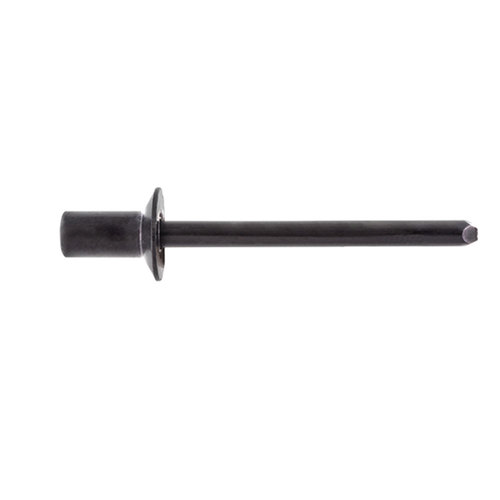 Cab and Exterior Trim Countersunk Closed End Specialty Rivet 4.8mm (3/16 Inch) Diameter Flange Diameter: 9.5mm (3/8 Inch) GriRange: 1.6mm - 3.18mm (.063 Inch - .125 Inch) Black Aluminum Rivet and Mandrel Ford F-150 2015 - On