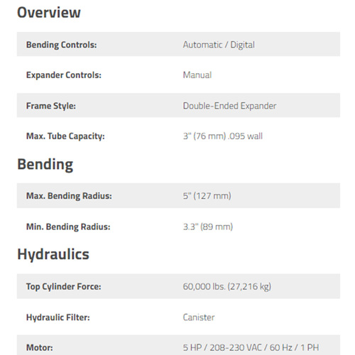 Bendpak Digital Automatic Pipe Bender