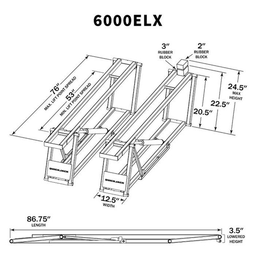QUICKJACK 6000ELX-110V / SUPERLONG / 6,000LB CAPACITY / 110V - LV