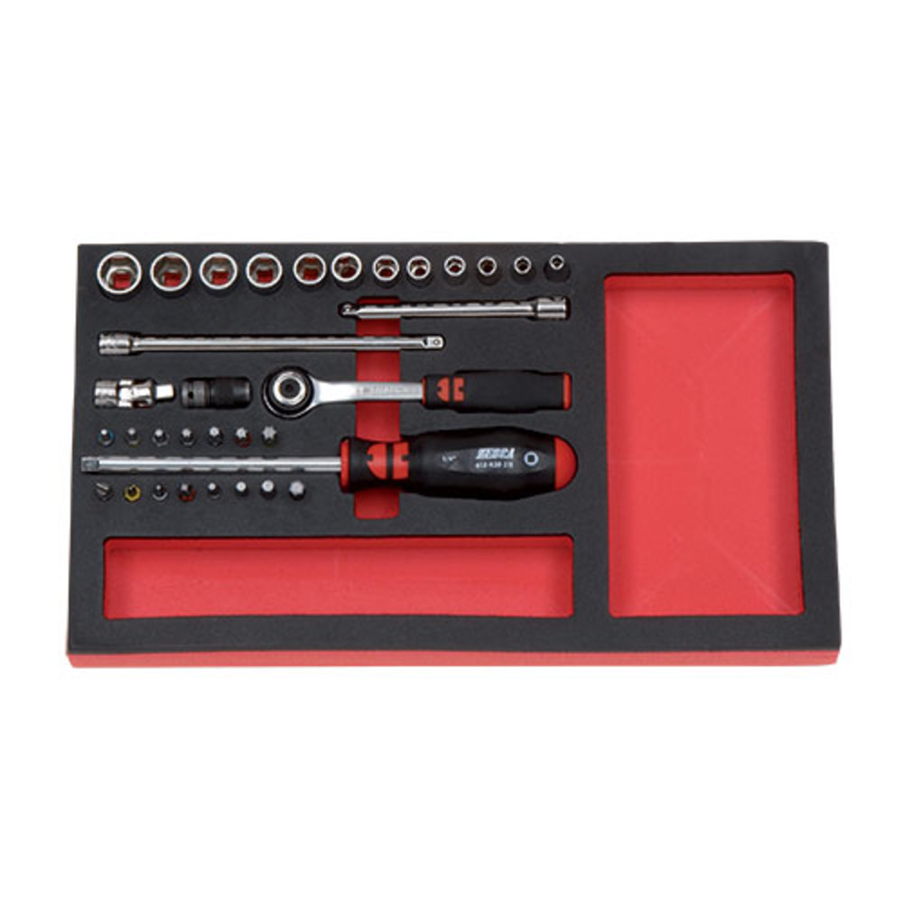 ZEBRA 1/4 Inch Multi-Socket Assortment- 33 Pieces with Foam Insert