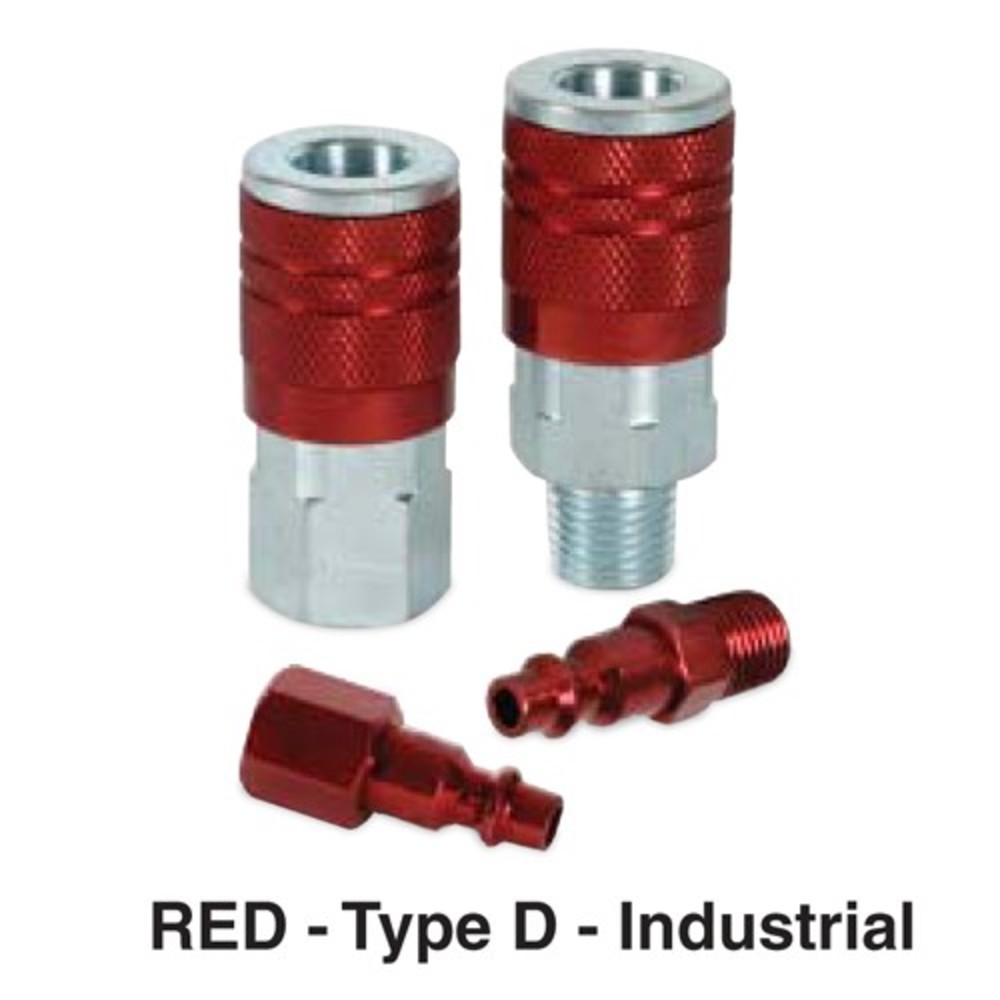 Red ColorConnex Industrial Type D FNPT Coupler Legacy A73410D 2 Pack 1/4in 
