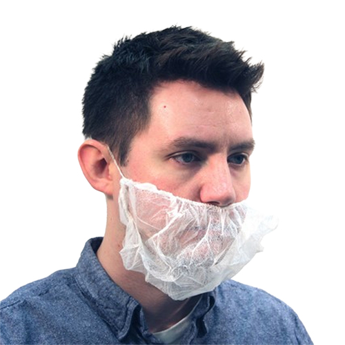NSI ActivGARD® White Disposable Polypropylene Beard Covers, 100/Pack,Xlarge