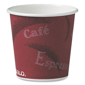 Single-Sided Poly Paper Hot Cups, 4 oz, Bistro Design, 50/Pack, 20 Pack/Carto