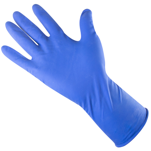 Latex Gloves Heavy Duty Blue Powder Free Extended Cuff (50/Box