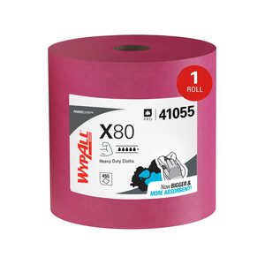 Kimberly Clark WypAll® PowerClean X80 Heavy Duty Cloths - Red - 455 / Roll