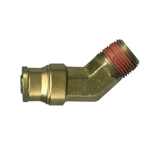 Brass Push-To-Connect - DOT Air Brake - Nylon Tubing 45-Degree Elbow - 1/4 Inch Tube x 1/4 Inch Male Pipe Thread (MPT)