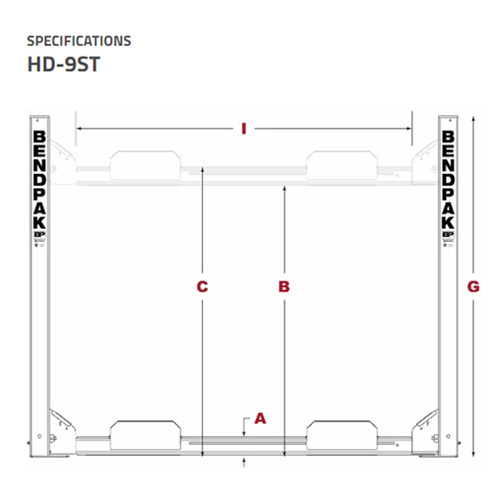 HD-9ST / 9,000lb Capacity 4 Post Lift / Narrow Width