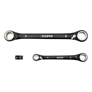 ZEBRA Black Double Ended Box End Wrench Set (3 Pieces - 8x10mm +12x13mm,16x17mm + 18x19mm, 10mm x 1/4 Inch Bit Adapter)