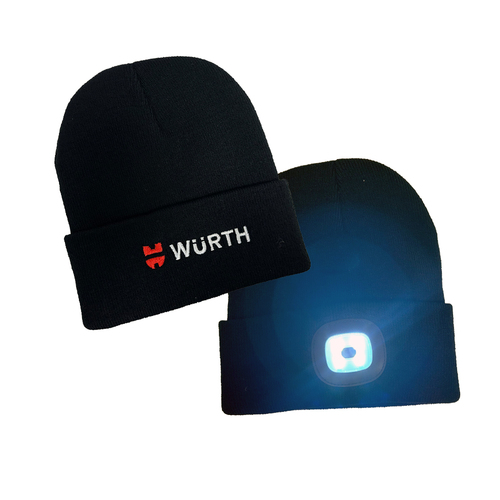 Wurth Black Beanie Hat With LED Light