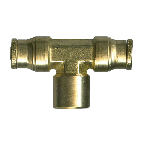 Brass Push-To-Connect - DOT Air Brake - Nylon Tubing Tee Ends - 3/8 In Tube x 1/4 In Center Female Pipe Thread (FPT)