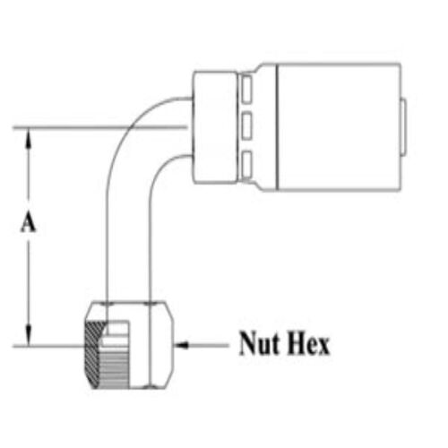 1/4 HOSE 9/16X18 90 ORF FE SWVL MDROP