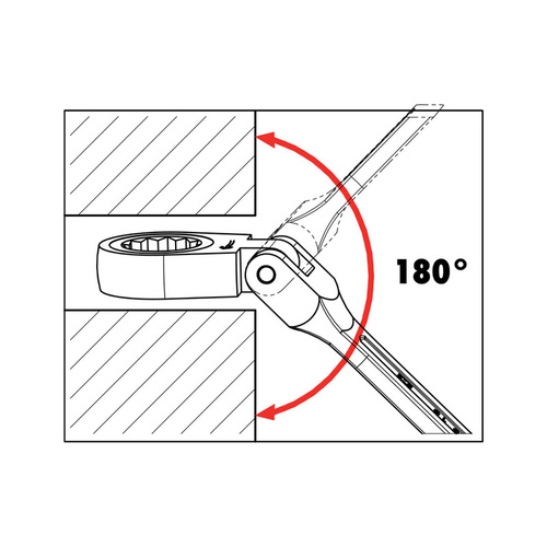 ZEBRA  POWERDRIV® (12-Point) Ratchet Combination Wrench Assortment - Flexible Joint  (6 Pieces: 8, 10, 12, 13, 17, 19mm)