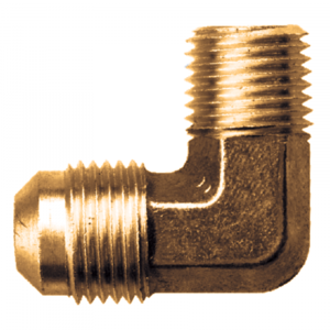 Brass SAE 45-Degree Flare 90-Degree Elbow - Tube to Male Pipe - 3/8 Inch Tube x 3/8 Inch Male Pipe Thread (MPT)