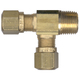 Brass DOT Air Brake - Nylon Tubing Tee-Ends Tube & Male Pipe Thread - 1/2 In Tube x 3/8 In Male Pipe Thread (MPT) Center Tube