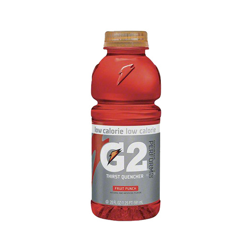 G2 Perform 02 Low-Calorie Thirst Quencher, Fruit Punch, 20 oz Bottle, 24/Carton
